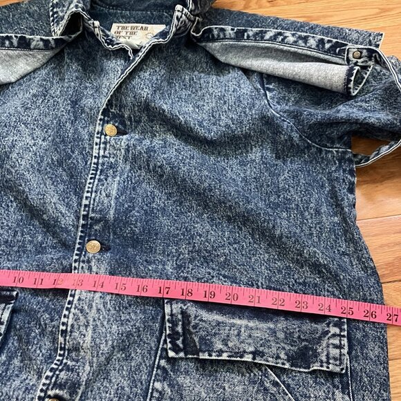 Vintage Wear of the West Duster Coat Denim Acid Wash Medium Made in USA Rodeo - Picture 14 of 16